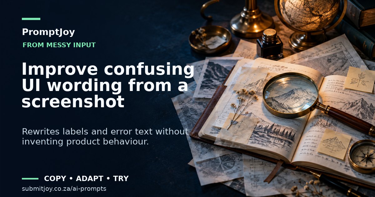 Illustration for Improve confusing UI wording from a screenshot