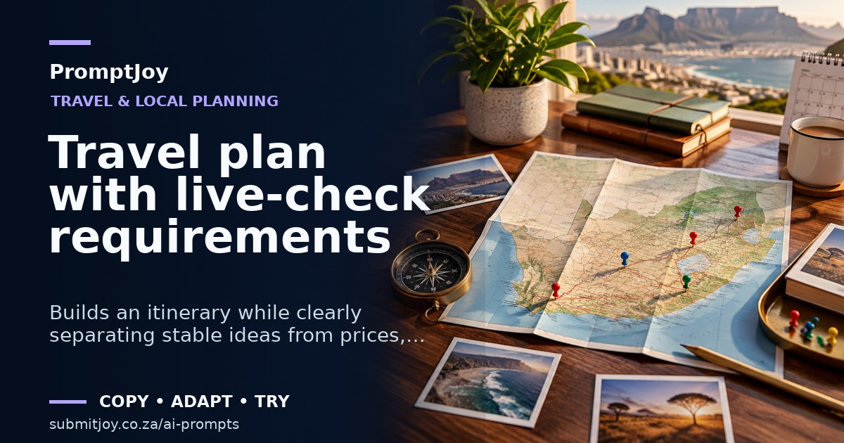 Illustration for Travel plan with live-check requirements