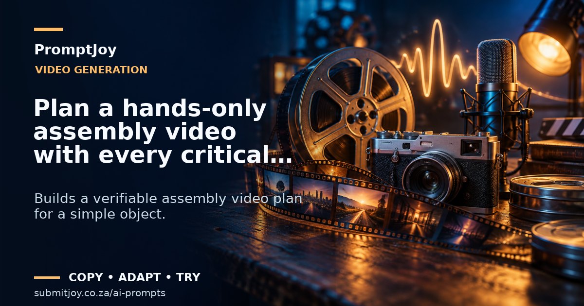 Editorial illustration for Plan a hands-only assembly video with every critical step