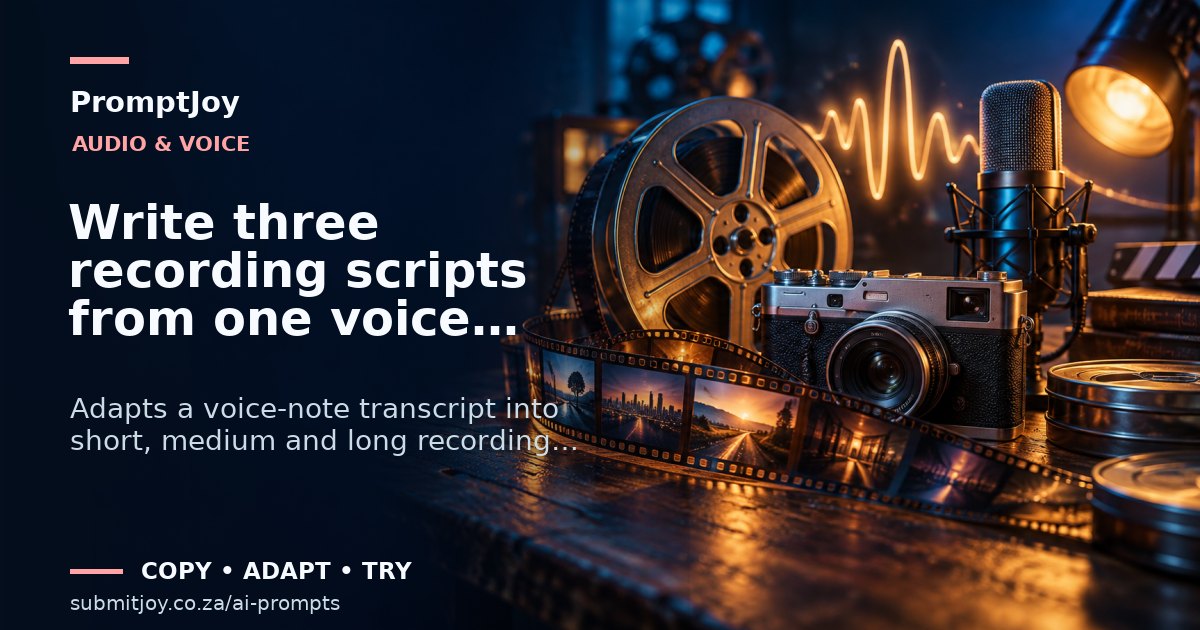 Editorial illustration for Write three recording scripts from one voice note