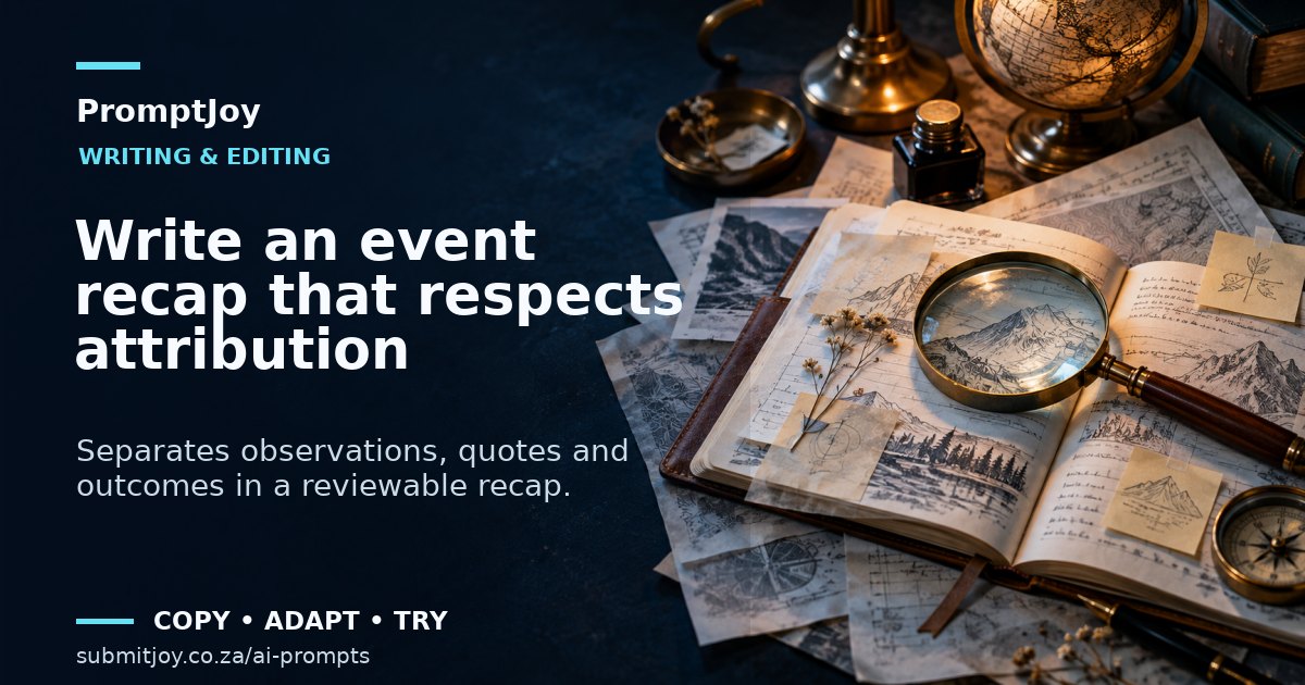 Editorial illustration for Write an event recap that respects attribution