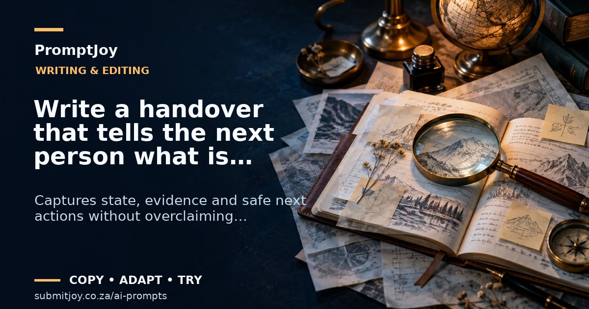Editorial illustration for Write a handover that tells the next person what is unknown