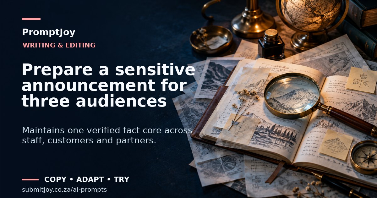Editorial illustration for Prepare a sensitive announcement for three audiences