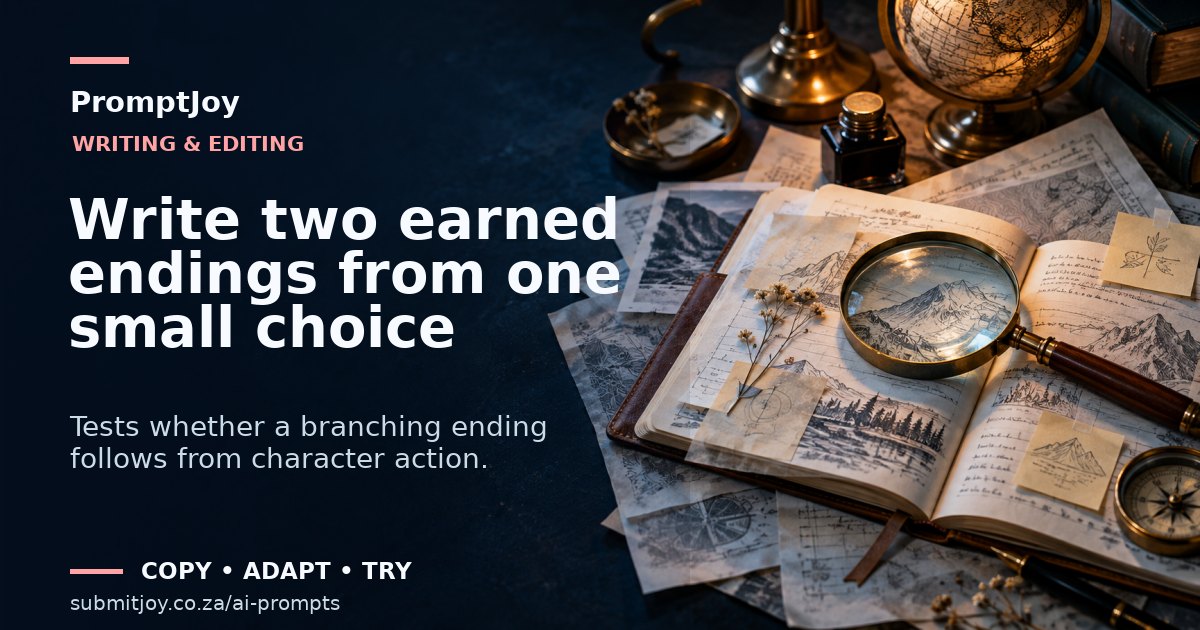 Editorial illustration for Write two earned endings from one small choice